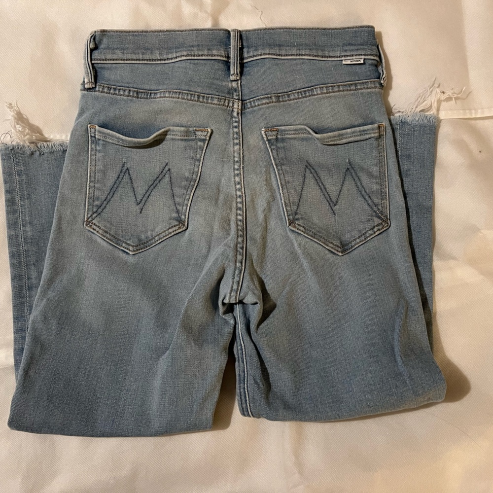Mother women’s jeans size 26 blue cropped raw hem euc high rise - Picture 7 of 13